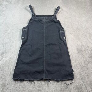 RVCA Overall Dress Women Small Black Denim Raw Hem Mini Surf Beach Summer